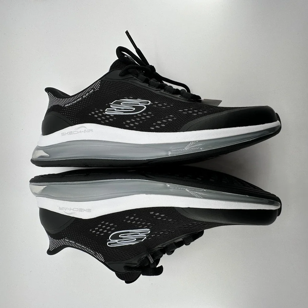 Skechers Skech-Air Element 2.0 Shoes Womens 8 Black White Hands Free Slip-in NEW